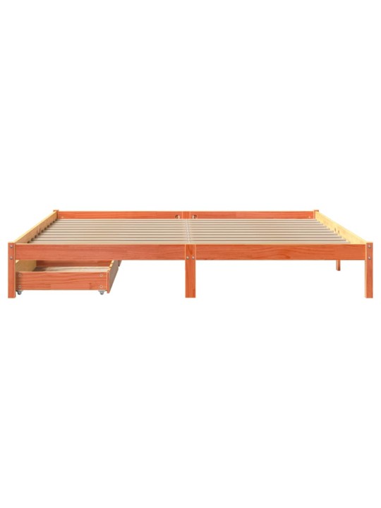 Sängynrunko ilman patjaa vahanruskea 200x200 cm täysi mänty