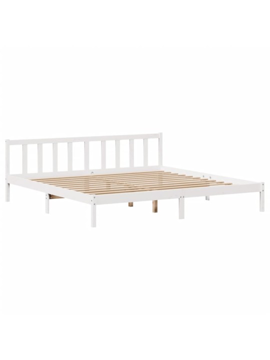 Sängynrunko ilman patjaa valkoinen 200x200 cm täysi mänty