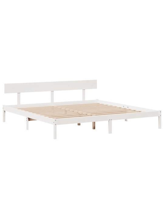 Sängynrunko ilman patjaa valkoinen 200x200 cm täysi mänty