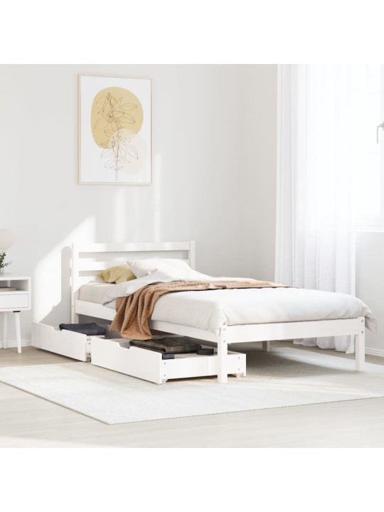 Sängynrunko ilman patjaa päädyllä 75x190 cm täysi mänty