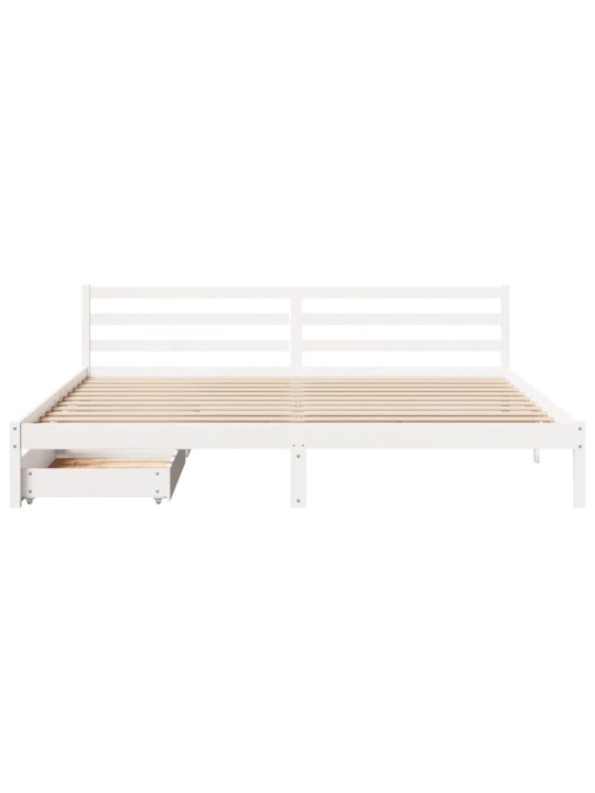 Sängynrunko ilman patjaa valkoinen 200x200 cm täysi mänty