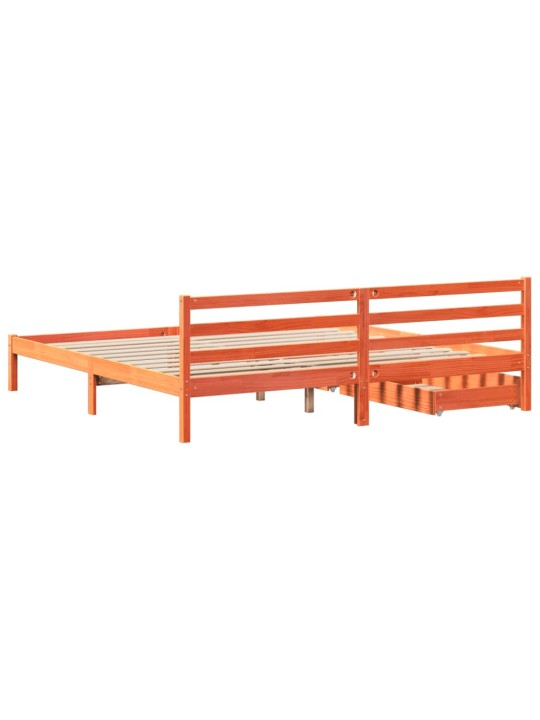 Sängynrunko ilman patjaa vahanruskea 200x200 cm täysi mänty
