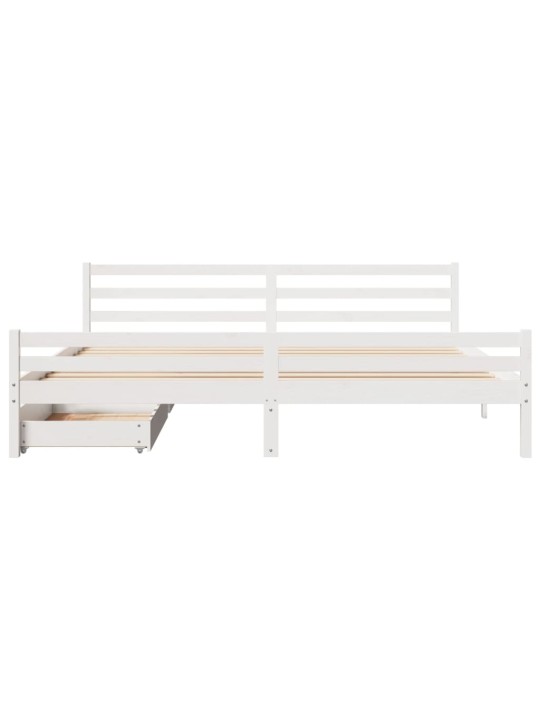 Sängynrunko ilman patjaa valkoinen 200x200 cm täysi mänty