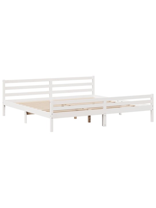 Sängynrunko ilman patjaa valkoinen 200x200 cm täysi mänty
