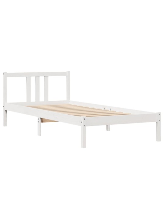 Sängynrunko ilman patjaa valkoinen 90x200 cm täysi mänty