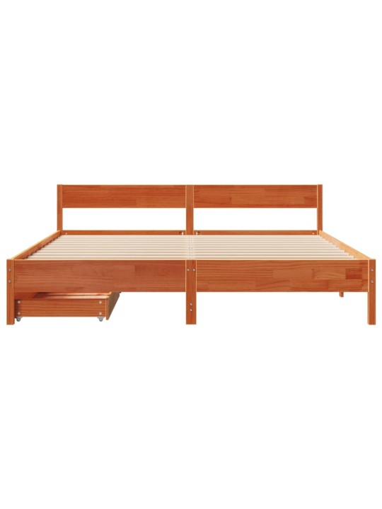 Sängynrunko ilman patjaa vahanruskea 200x200 cm täysi mänty
