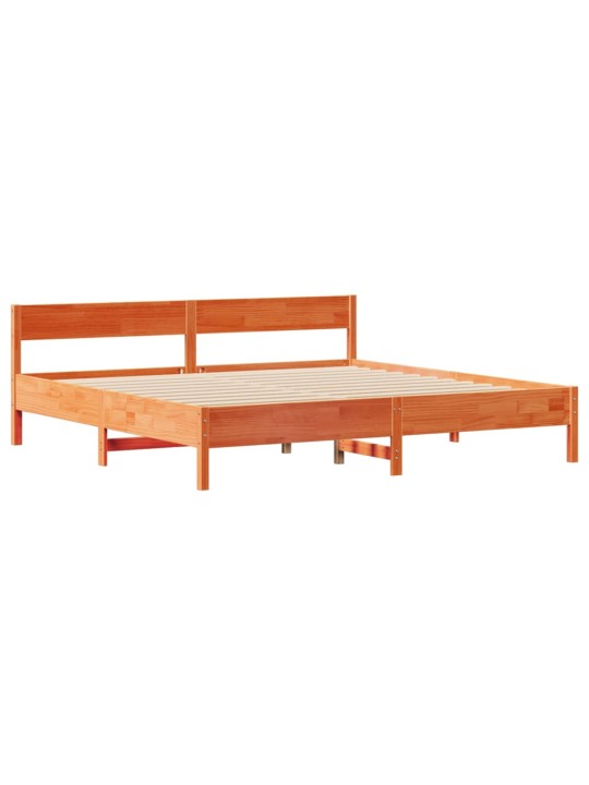 Sängynrunko ilman patjaa vahanruskea 200x200 cm täysi mänty