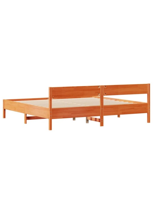 Sängynrunko ilman patjaa vahanruskea 200x200 cm täysi mänty