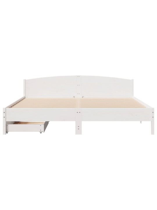Sängynrunko ilman patjaa valkoinen 200x200 cm täysi mänty