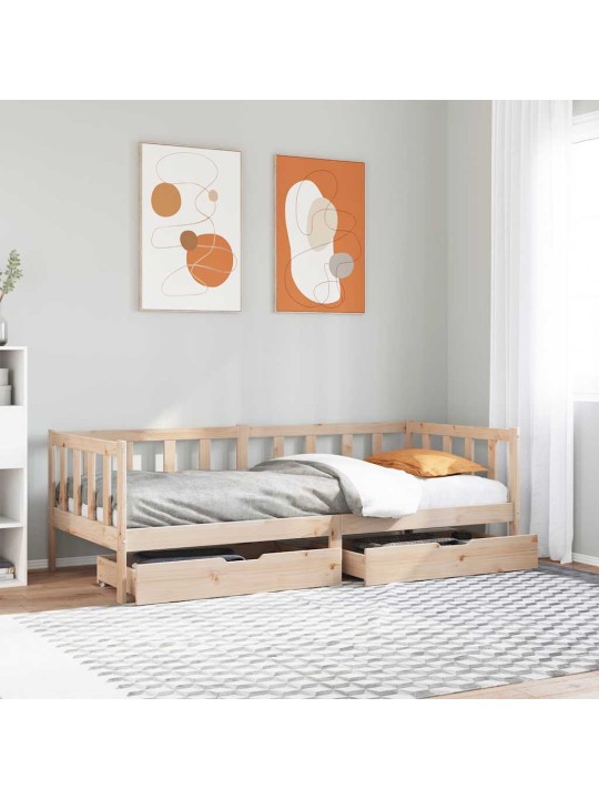Vuodesohva laatikoilla 80x200 cm täysi mänty