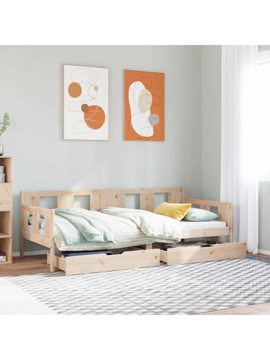 Vuodesohva laatikoilla 80x200 cm täysi mänty