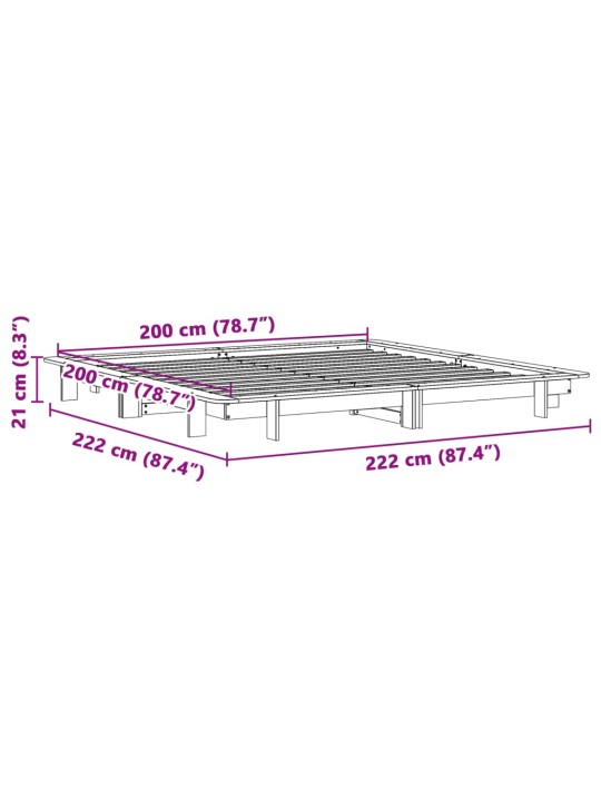 Sängynrunko ilman patjaa vahanruskea 200x200 cm täysi mänty