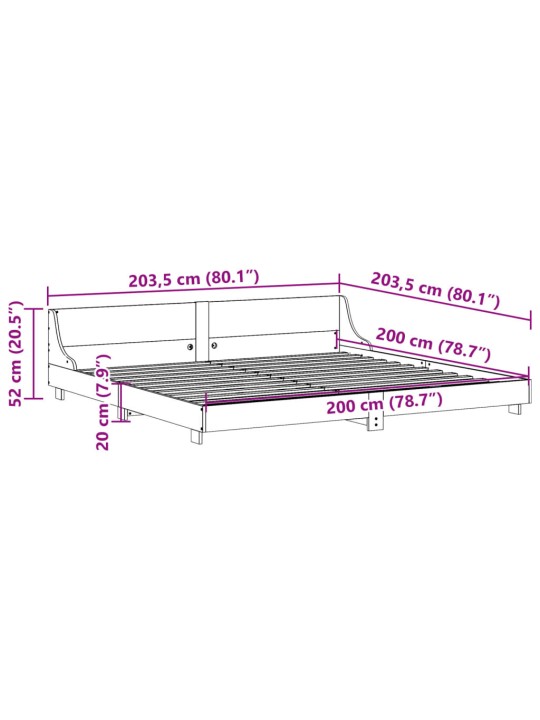 Sänky ilman patjaa 200x200 cm täysi mänty