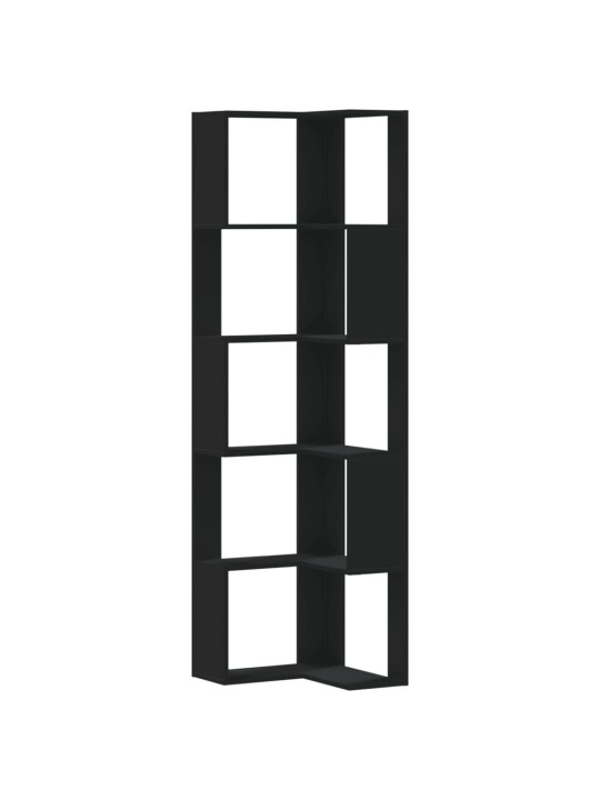 Kulmakirjahylly 5 tasoa musta 50x50x179 cm tekninen puu
