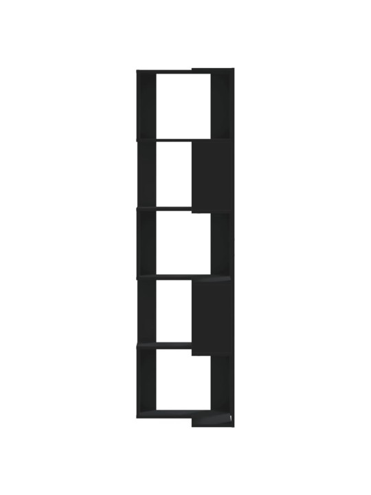 Kulmakirjahylly 5 tasoa musta 50x50x179 cm tekninen puu