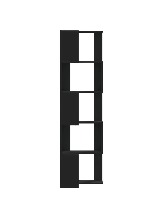Kulmakirjahylly 5 tasoa musta 50x50x179 cm tekninen puu