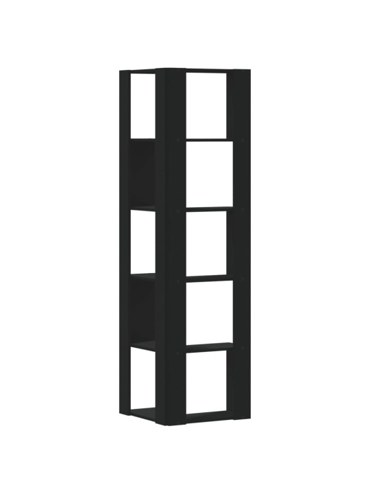Kulmakirjahylly 5 tasoa musta 50x50x179 cm tekninen puu