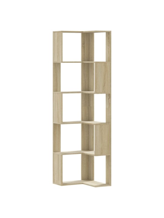 Kulmakirjahylly 5 tasoa sonoma-tammi 50x50x179 cm tekninen puu