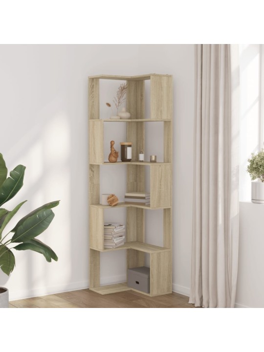 Kulmakirjahylly 5 tasoa sonoma-tammi 50x50x179 cm tekninen puu
