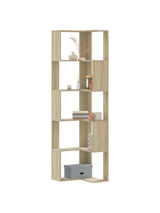 Kulmakirjahylly 5 tasoa sonoma-tammi 50x50x179 cm tekninen puu