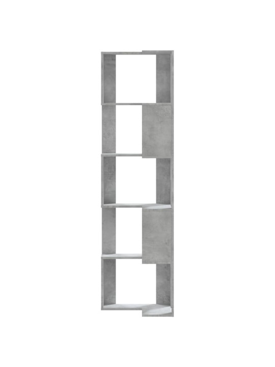 Kulmakirjahylly 5 tasoa betoninharmaa 50x50x179 cm tekninen puu