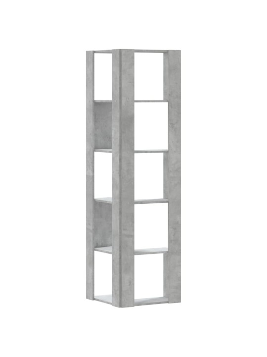Kulmakirjahylly 5 tasoa betoninharmaa 50x50x179 cm tekninen puu