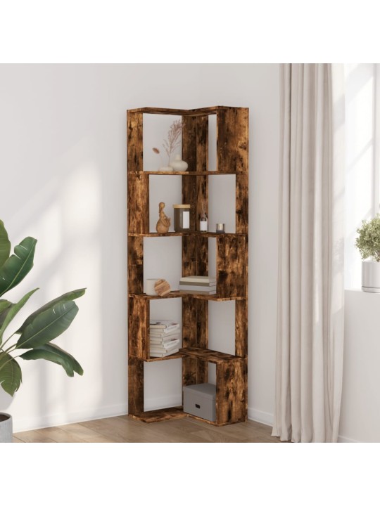 Kulmakirjahylly 5 tasoa savutammi 50x50x179 cm tekninen puu