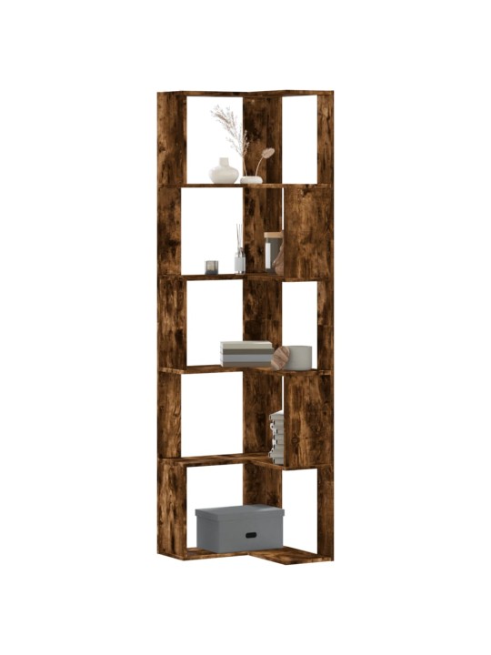 Kulmakirjahylly 5 tasoa savutammi 50x50x179 cm tekninen puu