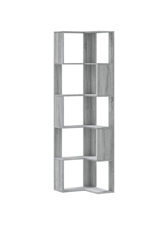 Kulmakirjahylly 5 tasoa harmaa sonoma 50x50x179 cm tekninen puu