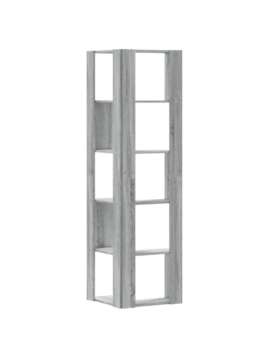 Kulmakirjahylly 5 tasoa harmaa sonoma 50x50x179 cm tekninen puu