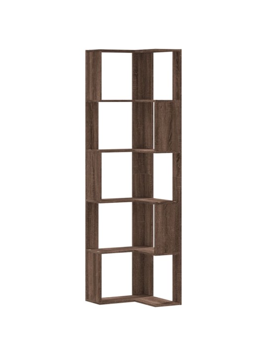Kulmakirjahylly 5 tasoa ruskea tammi 50x50x179 cm tekninen puu
