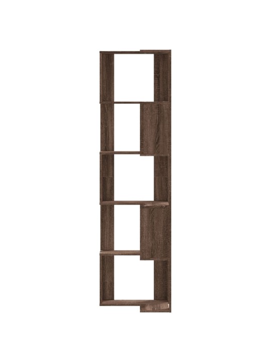 Kulmakirjahylly 5 tasoa ruskea tammi 50x50x179 cm tekninen puu