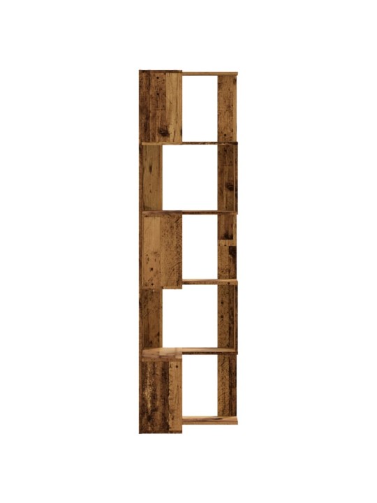 Kulmakirjahylly 5 tasoa vanha puu 50x50x179 cm tekninen puu