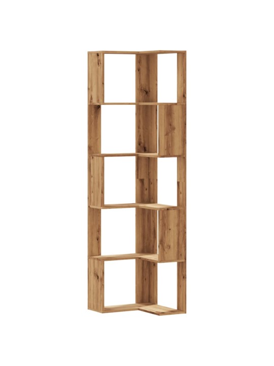 Kulmakirjahylly 5 tasoa artesaanitammi 50x50x179cm tekninen puu
