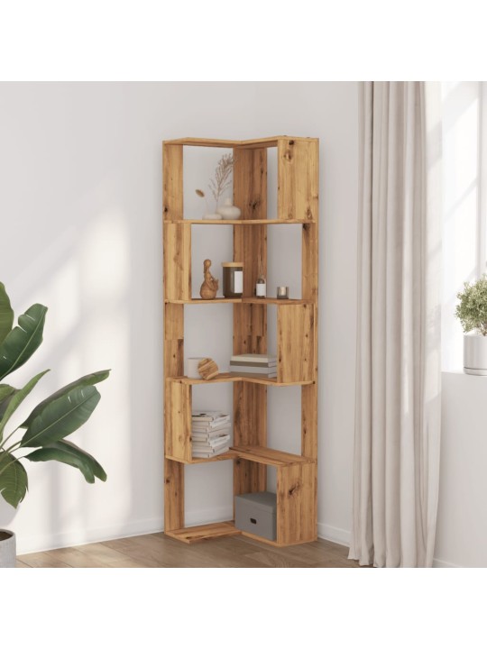 Kulmakirjahylly 5 tasoa artesaanitammi 50x50x179cm tekninen puu