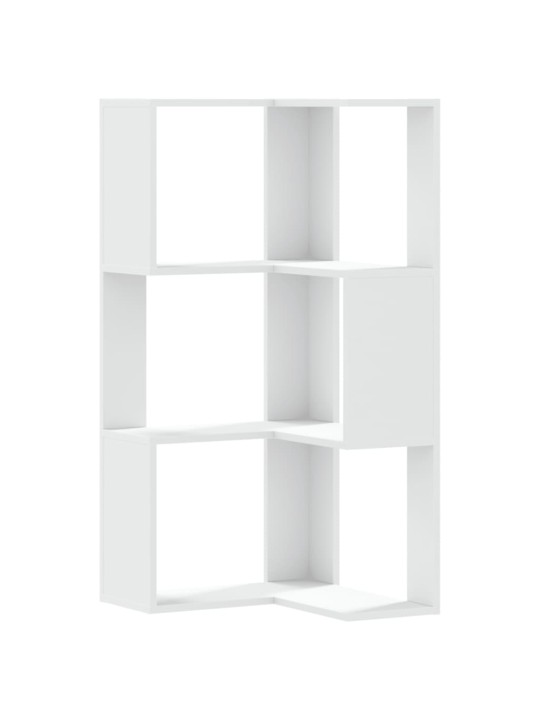 Kulmakirjahylly 3 tasoa valkoinen 50x50x102 cm tekninen puu