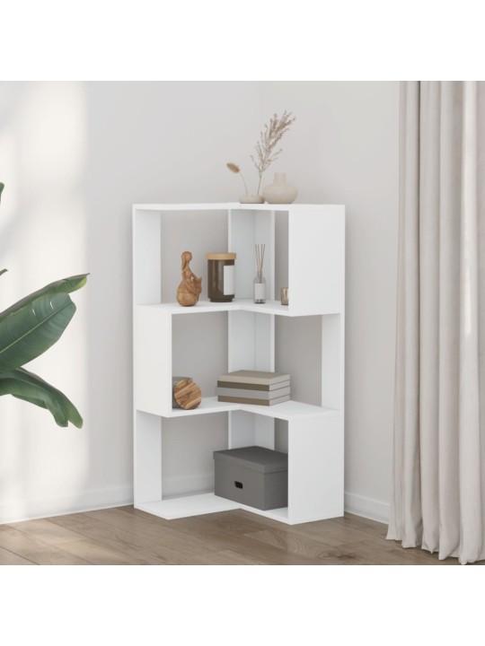 Kulmakirjahylly 3 tasoa valkoinen 50x50x102 cm tekninen puu
