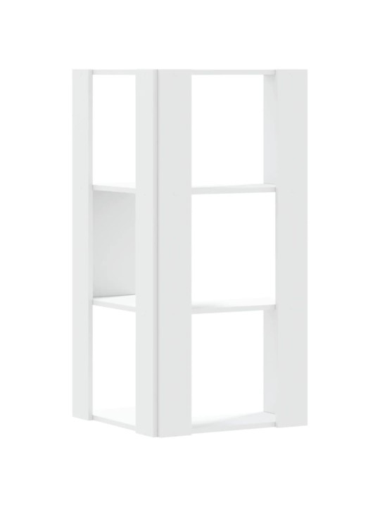 Kulmakirjahylly 3 tasoa valkoinen 50x50x102 cm tekninen puu