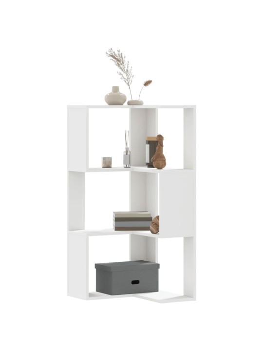 Kulmakirjahylly 3 tasoa valkoinen 50x50x102 cm tekninen puu
