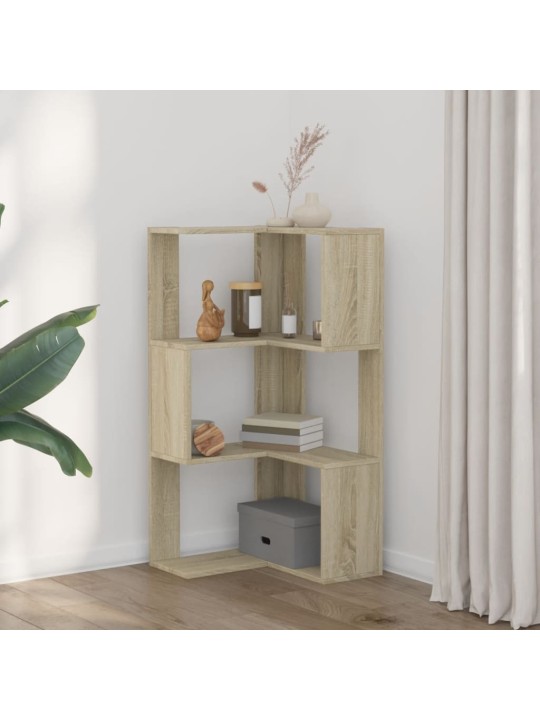Kulmakirjahylly 3 tasoa sonoma-tammi 50x50x102 cm tekninen puu