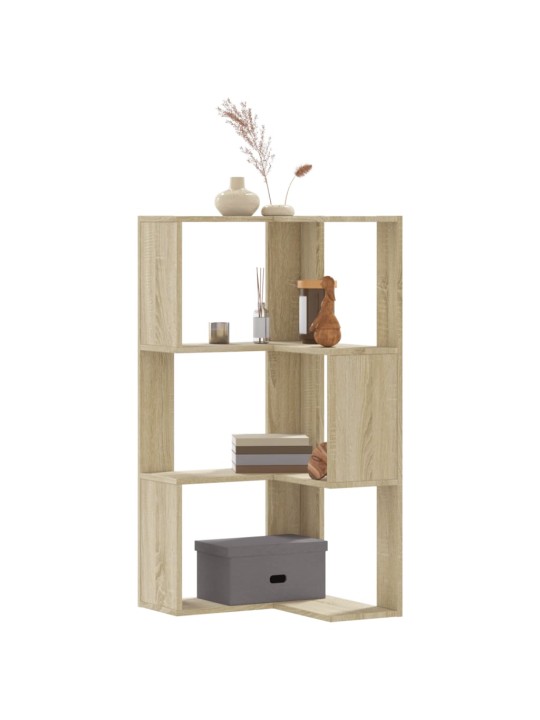 Kulmakirjahylly 3 tasoa sonoma-tammi 50x50x102 cm tekninen puu