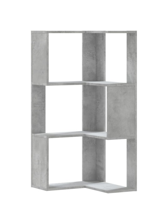 Kulmakirjahylly 3 tasoa betoninharmaa 50x50x102 cm tekninen puu
