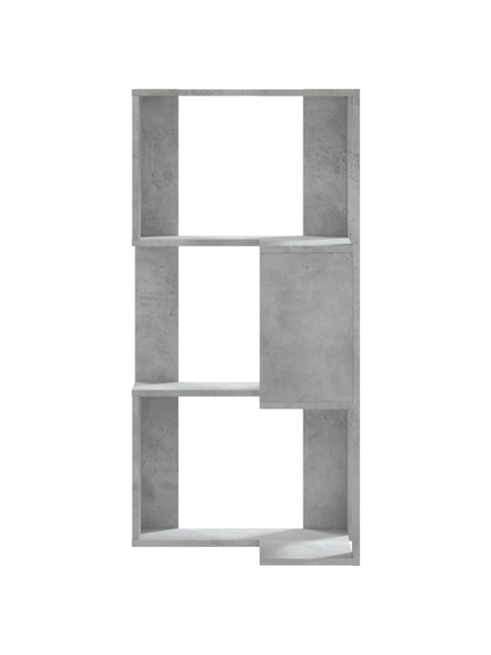 Kulmakirjahylly 3 tasoa betoninharmaa 50x50x102 cm tekninen puu