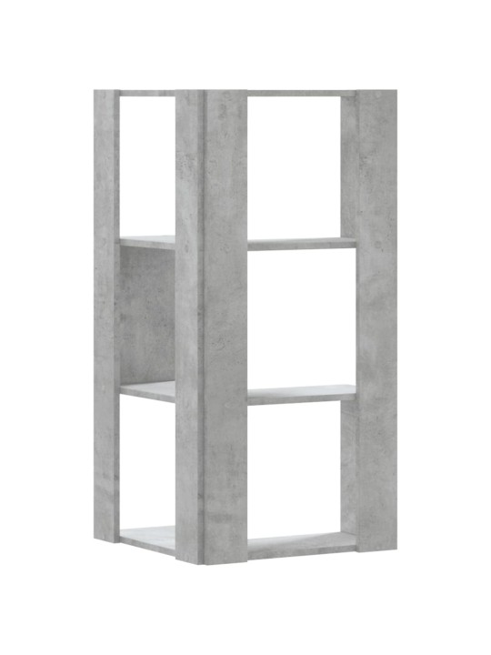 Kulmakirjahylly 3 tasoa betoninharmaa 50x50x102 cm tekninen puu