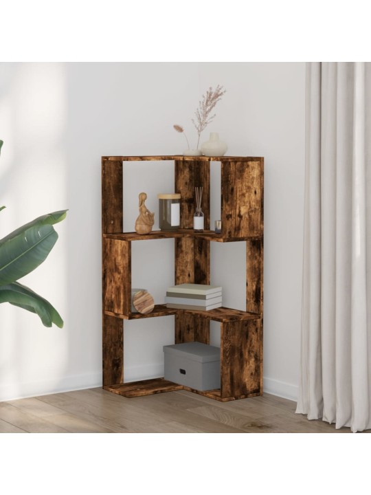 Kulmakirjahylly 3 tasoa savutammi 50x50x102 cm tekninen puu