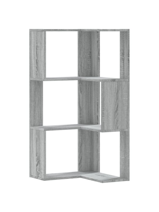 Kulmakirjahylly 3 tasoa harmaa sonoma 50x50x102 cm tekninen puu