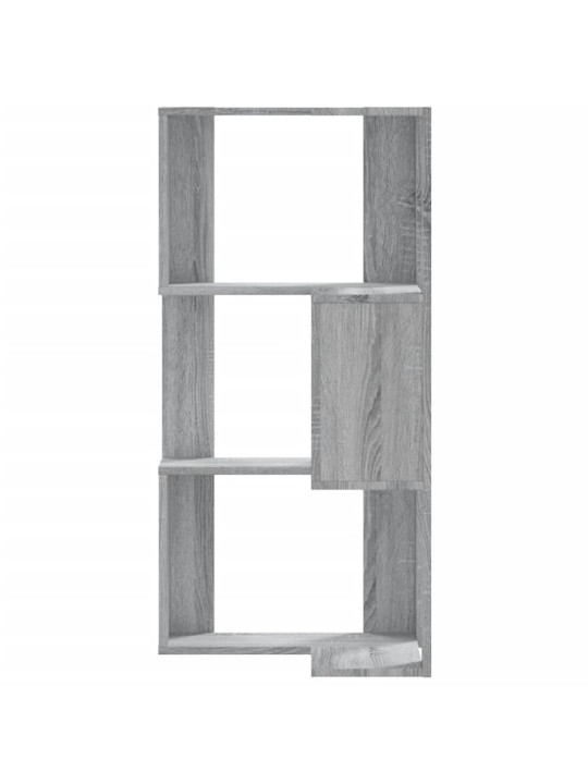 Kulmakirjahylly 3 tasoa harmaa sonoma 50x50x102 cm tekninen puu