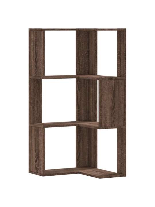 Kulmakirjahylly 3 tasoa ruskea tammi 50x50x102 cm tekninen puu