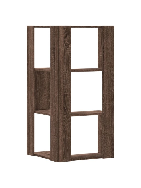 Kulmakirjahylly 3 tasoa ruskea tammi 50x50x102 cm tekninen puu