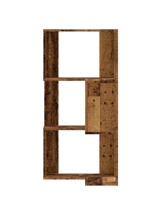 Kulmakirjahylly 3 tasoa vanha puu 50x50x102 cm tekninen puu